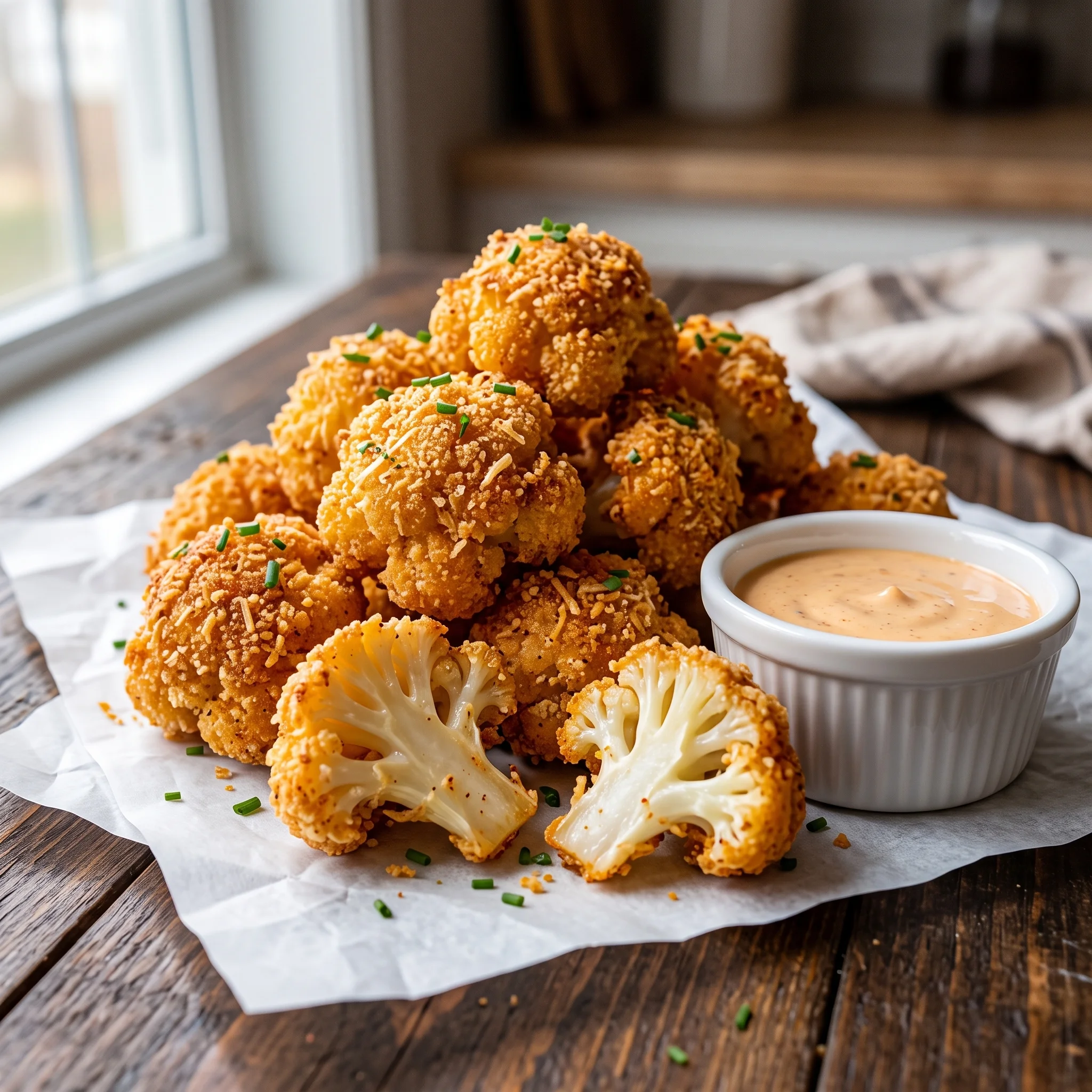 A plate of breaded cauliflower.