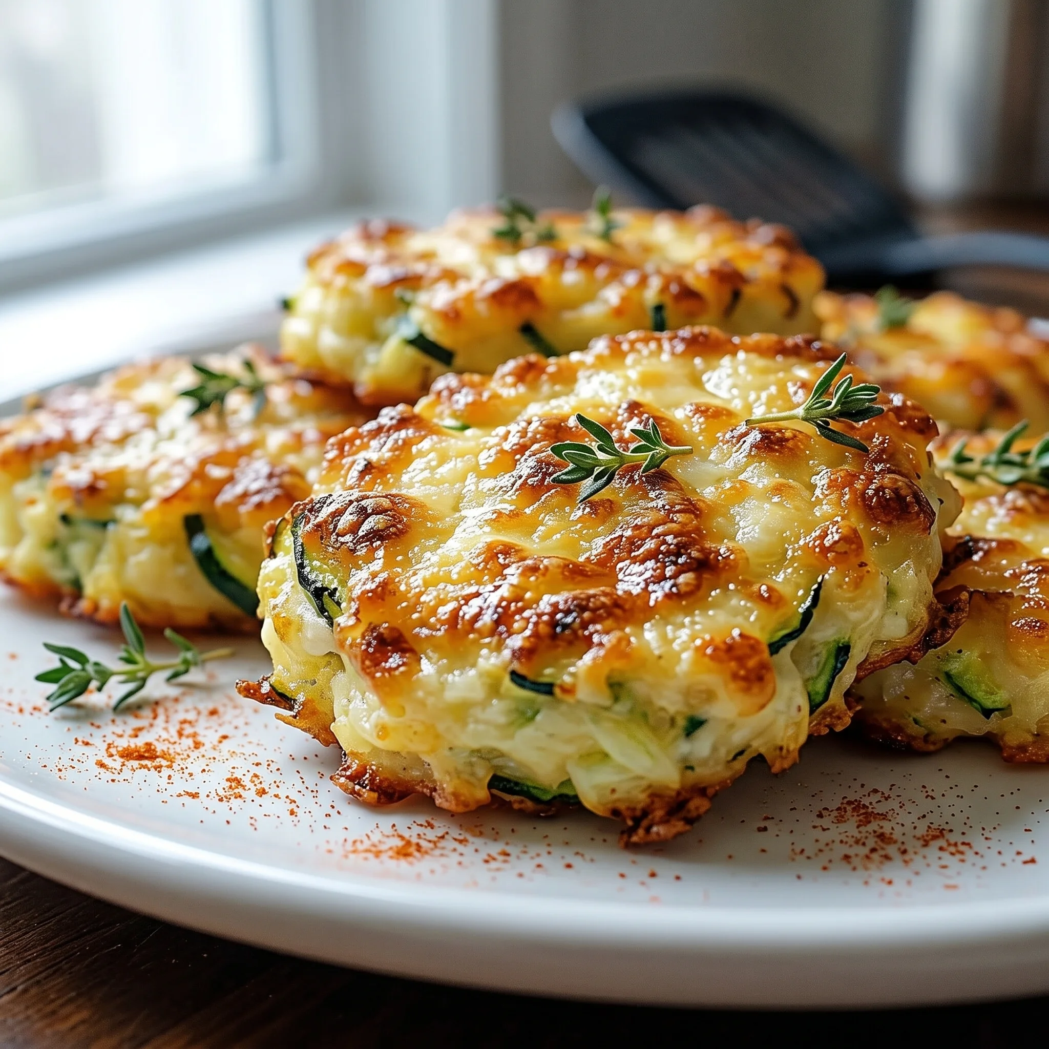 A plate of zucchini cheese puffers.
