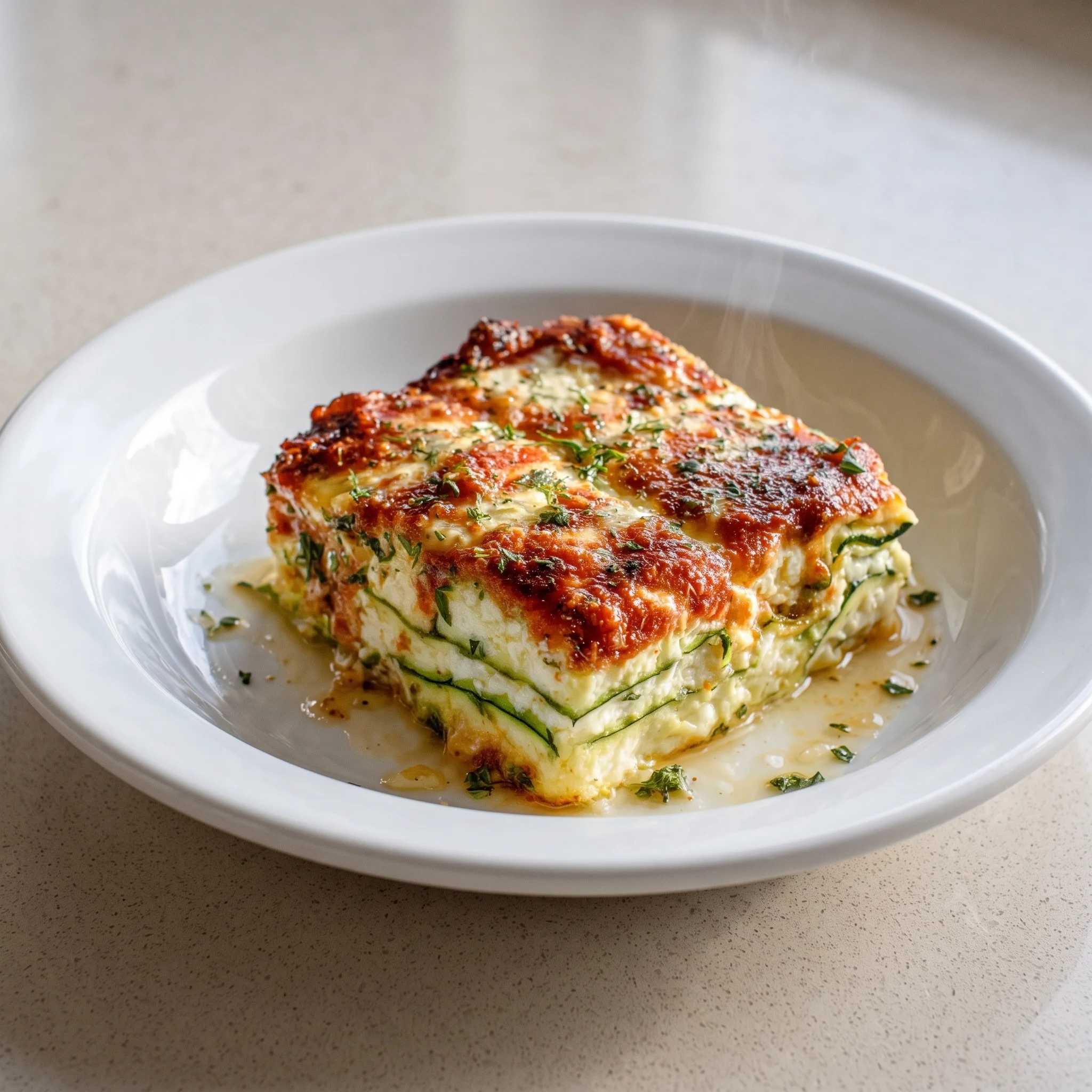 A plate of zucchini cottage cheese bake.