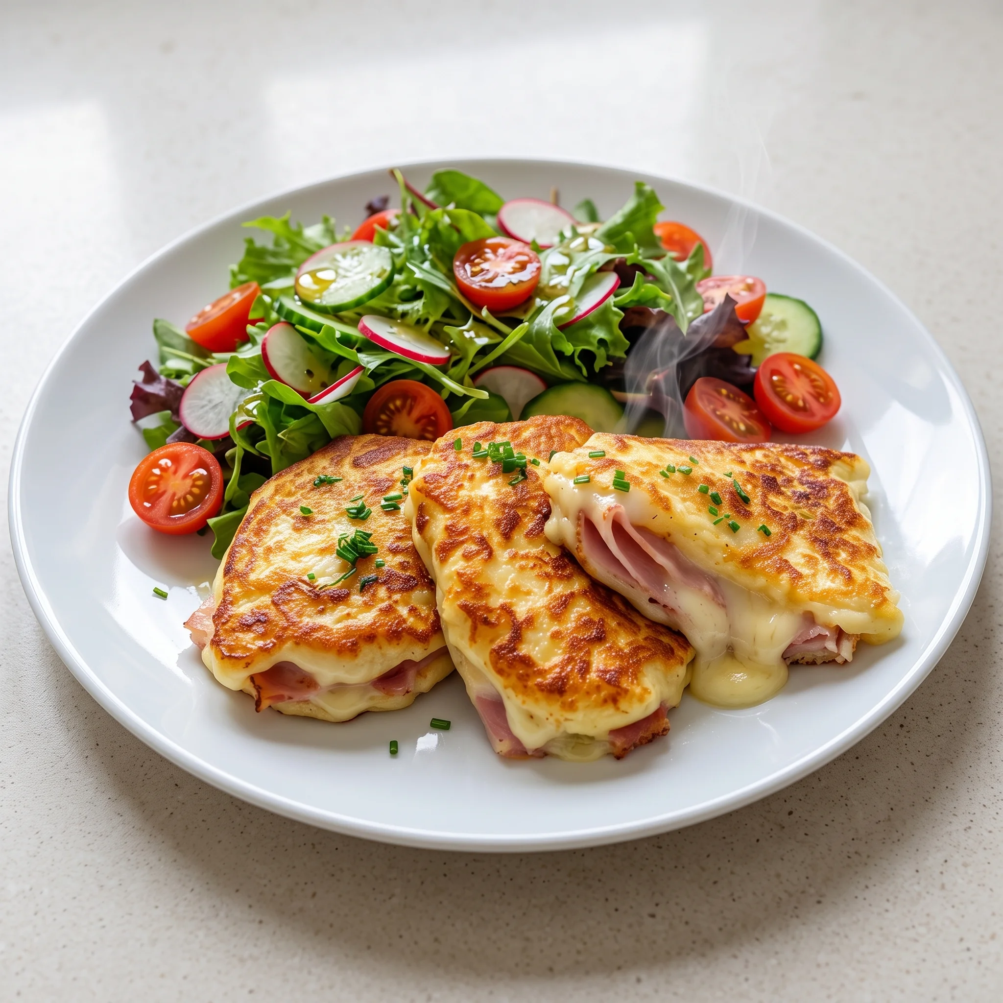 A plate of food with a sandwich and salad.
