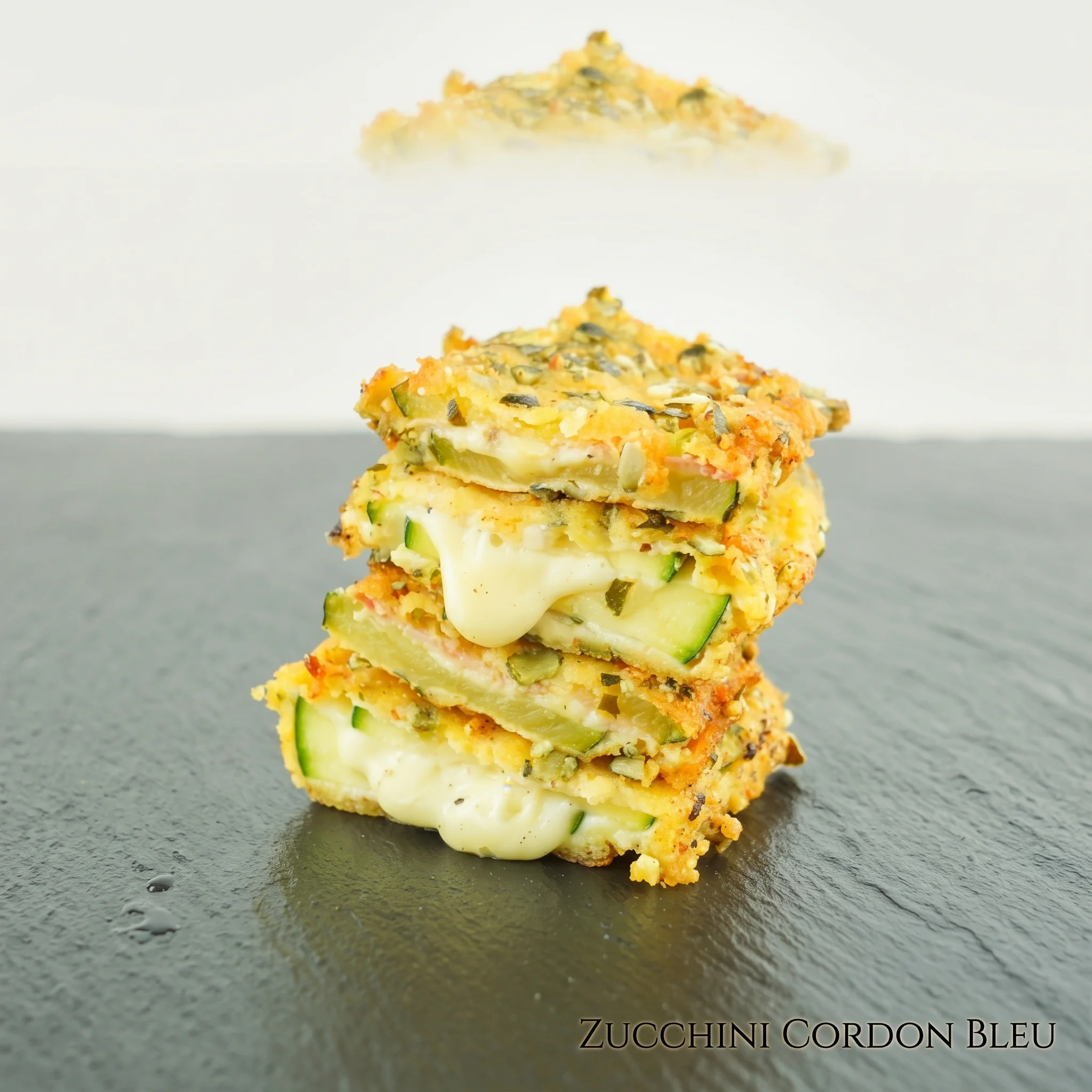 A stack of zucchini cordon bleu.