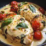 Ein Schmelztopf mit Chicken und Tomaten.