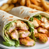 Ein Sandwich mit Fisch, Lettuce und Mayonnaise auf einem weißen Teller.