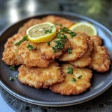 Ein Plate mit frisch zubereiteten Fleischstücken, die mit Zitronen und Gewürzen garniert sind.