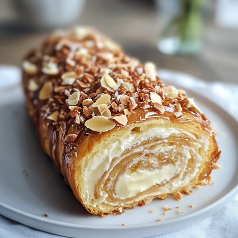 Ein weißer Teller mit einem Kuchen, der mit Nüssen und Zucker bestreut ist.