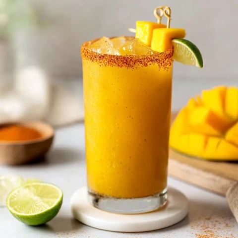 Ein Glas mit einer Mischung aus Orange- und Pineapple-Saft, garniert mit einer Zitrone und einer Lime.
